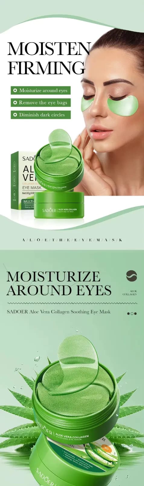 Aloe vera collagen eye masks, 60-piece pack