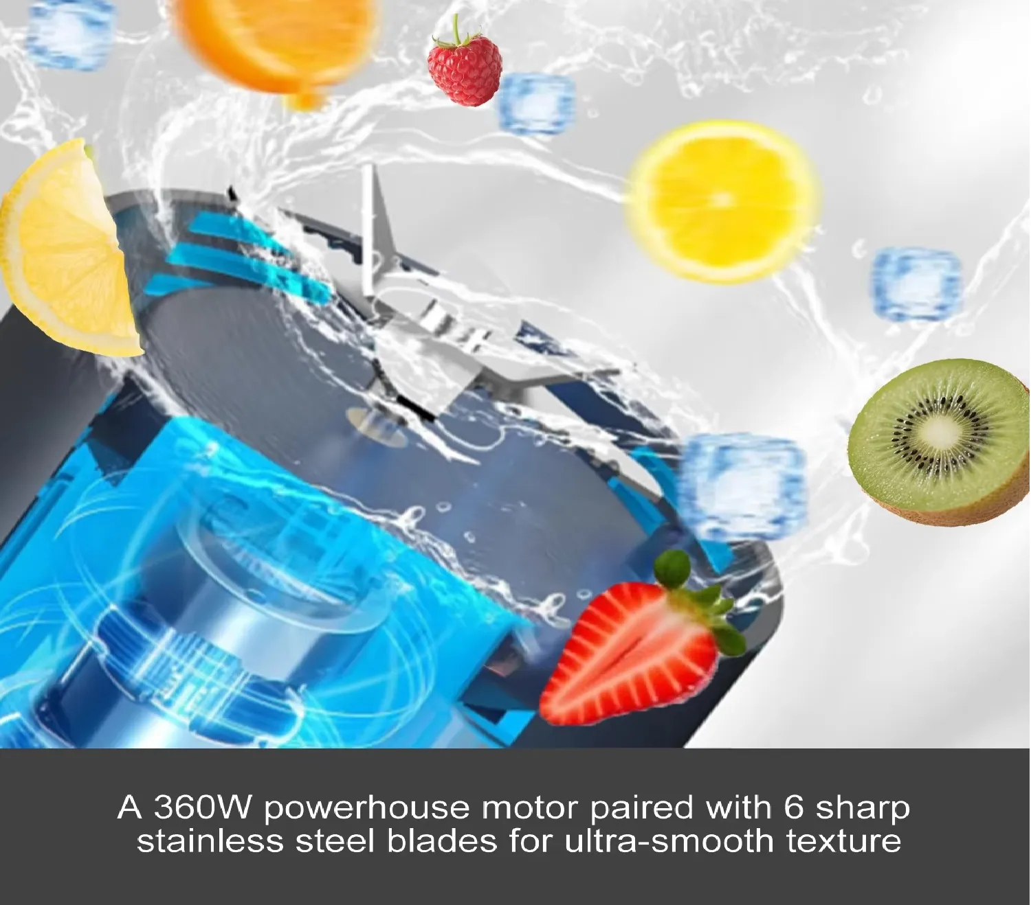 360W motor and six stainless steel blades
