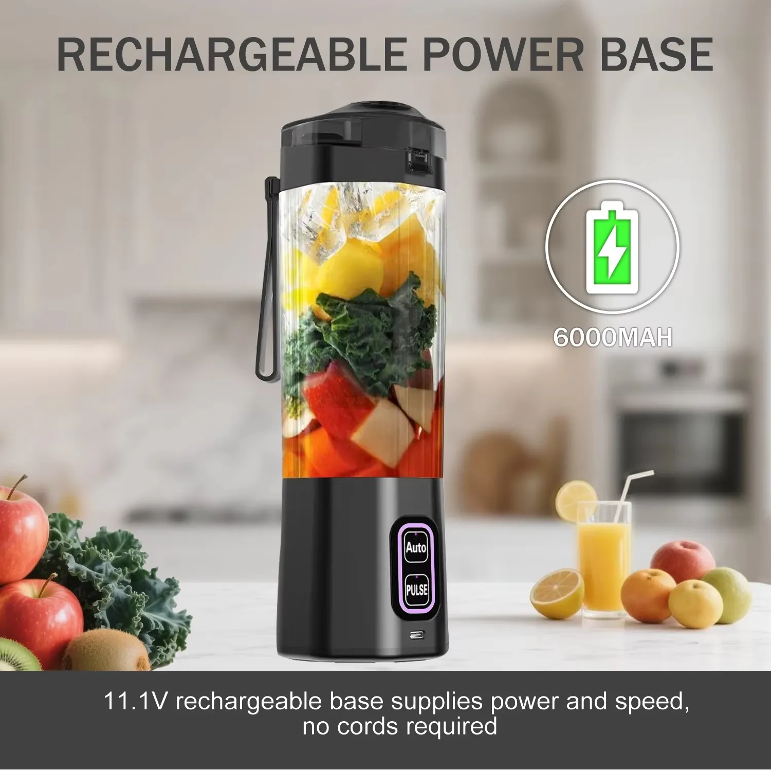 Portable blender with rechargeable power base